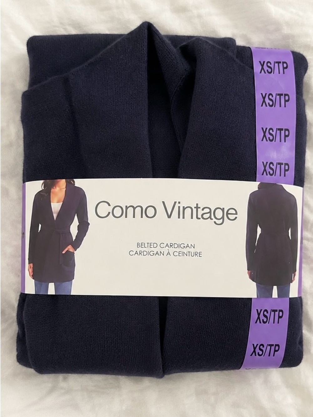 Como Vintage Navy Belted Cardigan Sweater